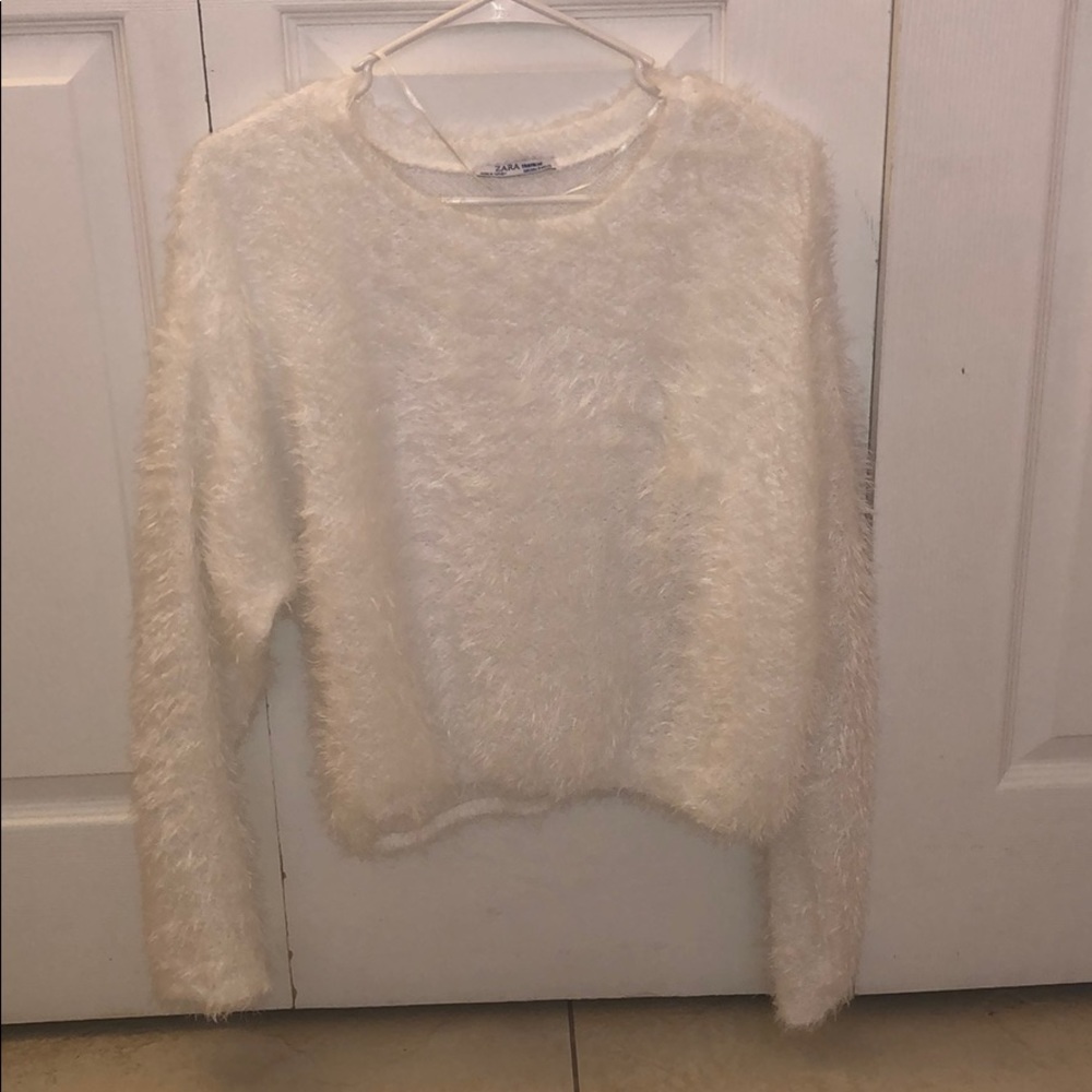 White Fur Sweater Zara
